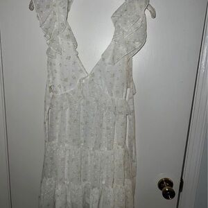 Size M white bridal or engagement dress with yellow floral detail